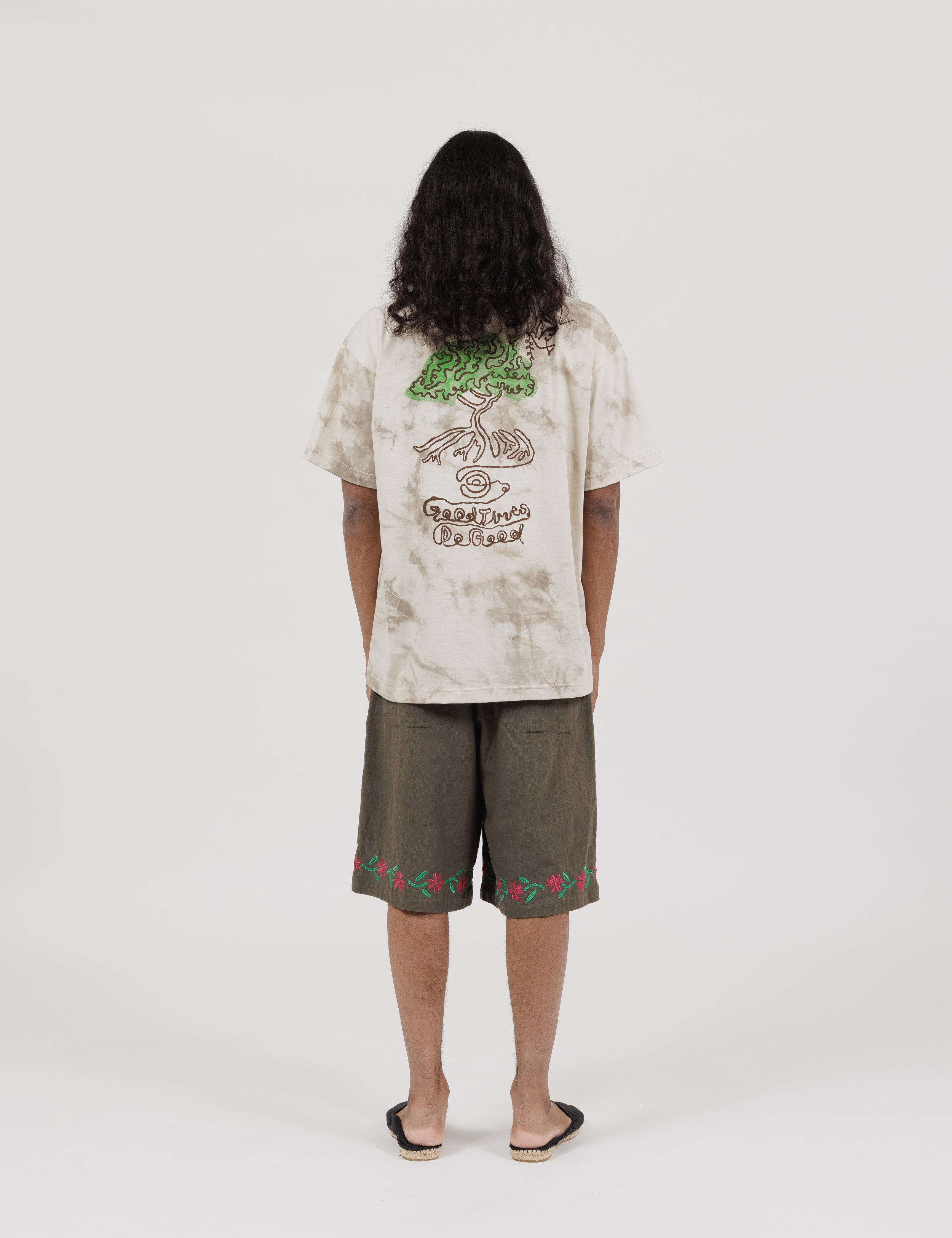 Peaceful Life Short Sleeve T-Shirt (White x Light Grey)