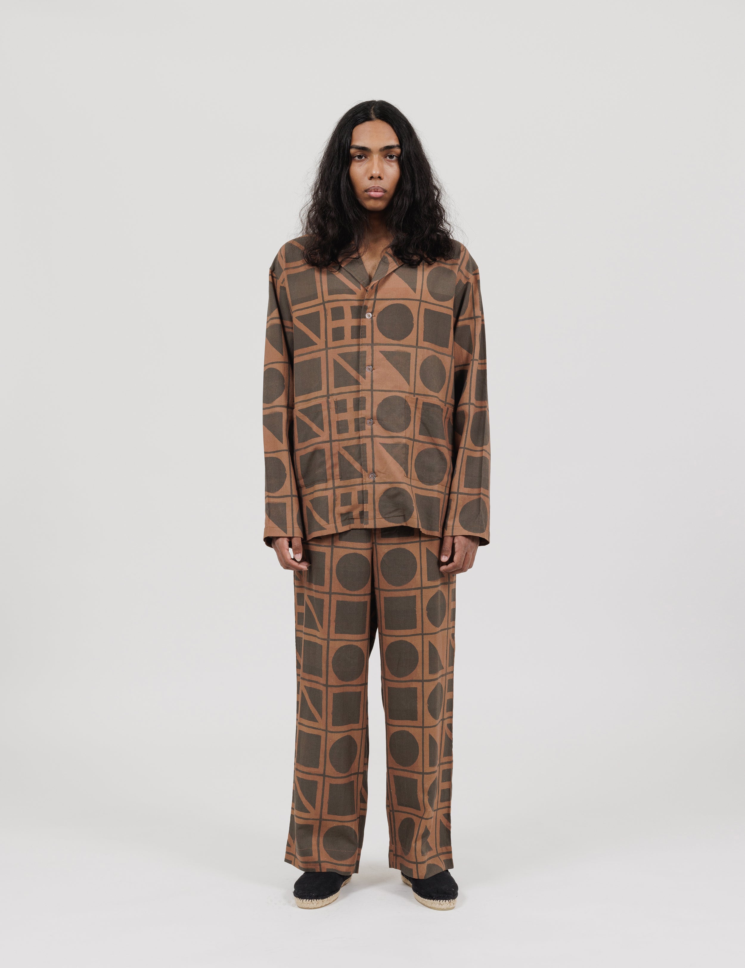 Brick Block Print Easy Pants