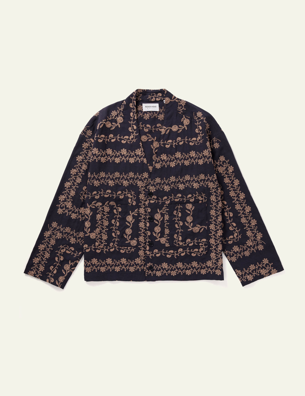 Yin Yang Paisley Long Sleeve Cardigan (Navy)