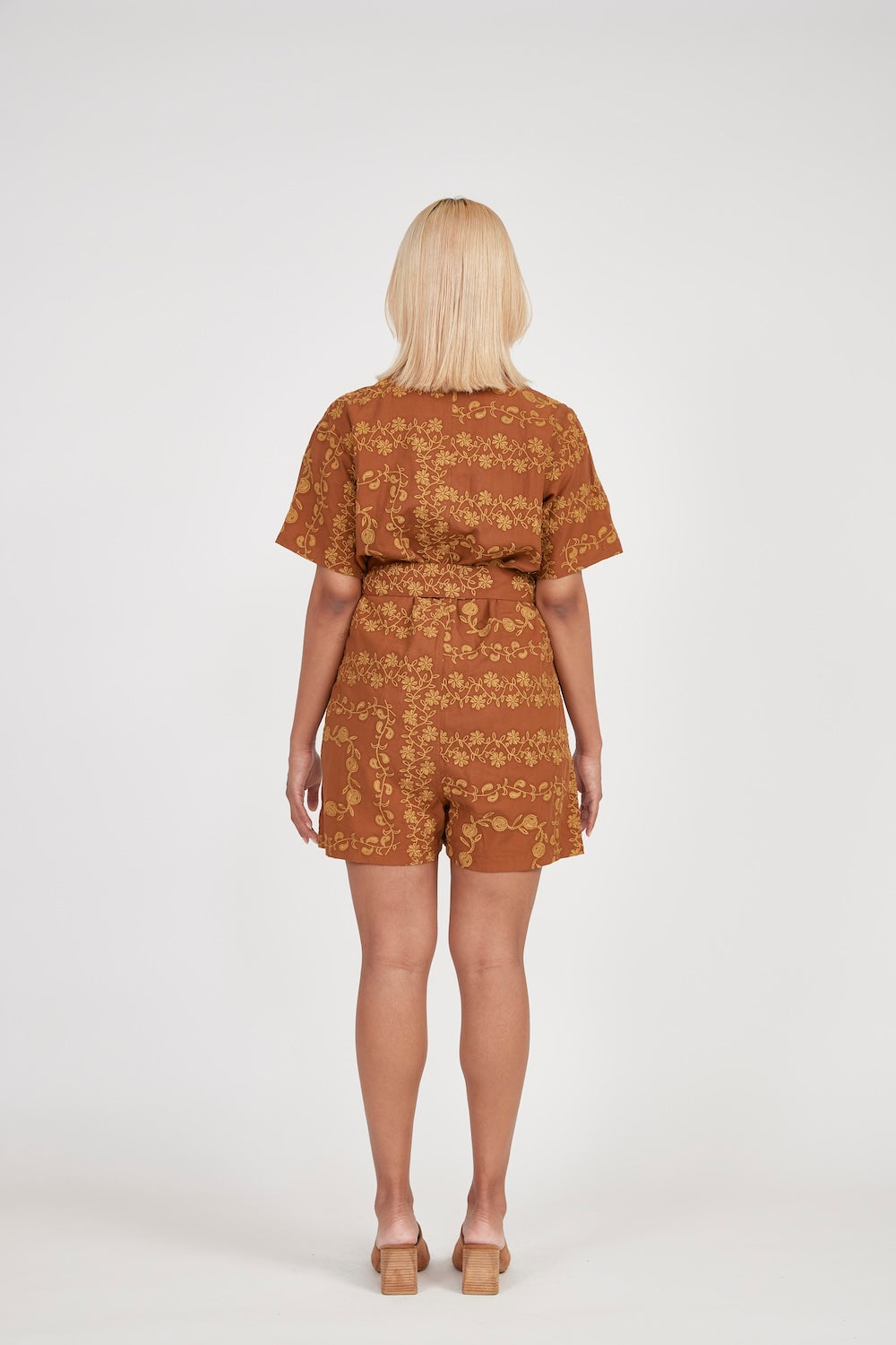 Yin Yang Paisley Women's Playsuit (Brown)