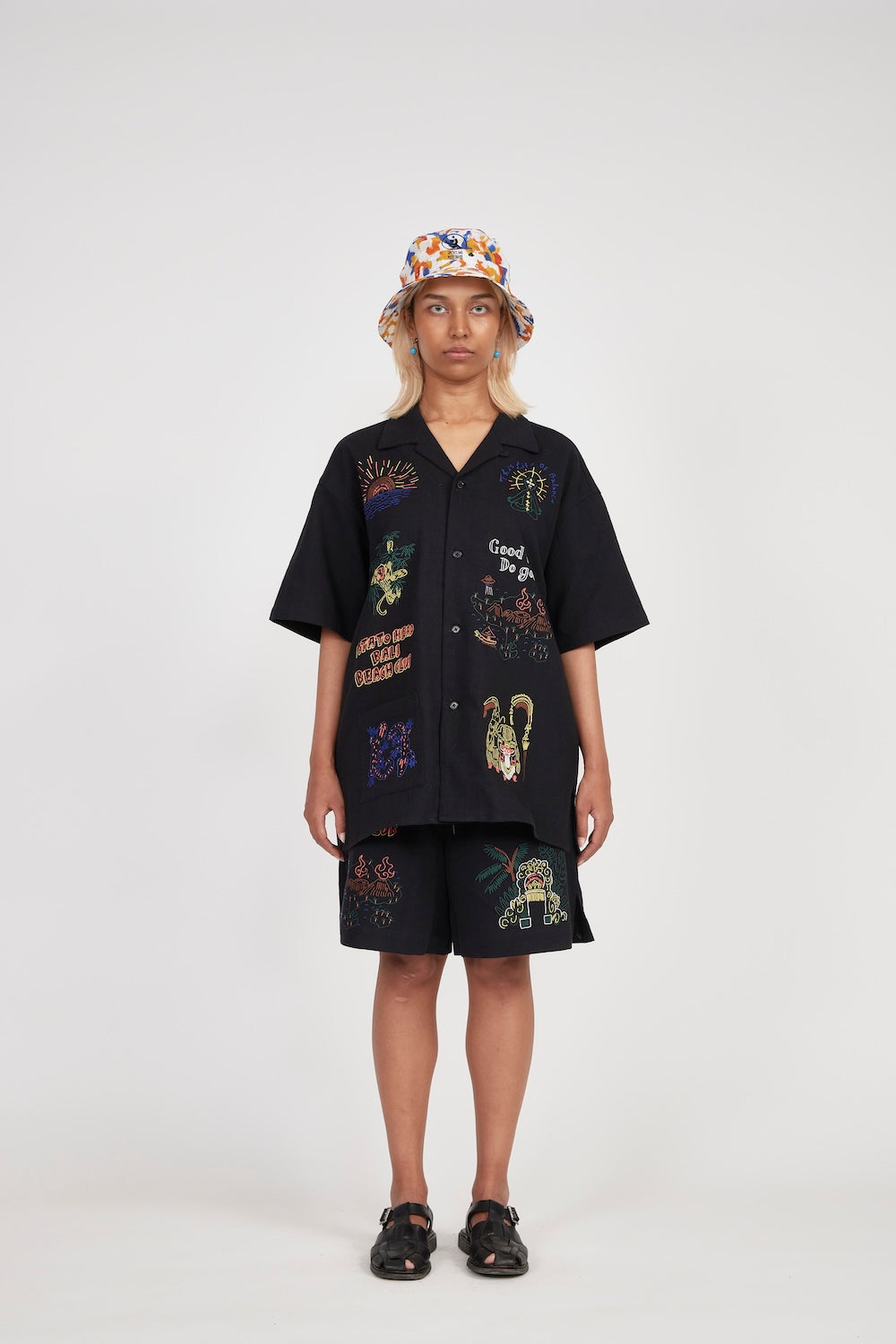 Bali's Landscape Short Sleeve Shirt (Black)