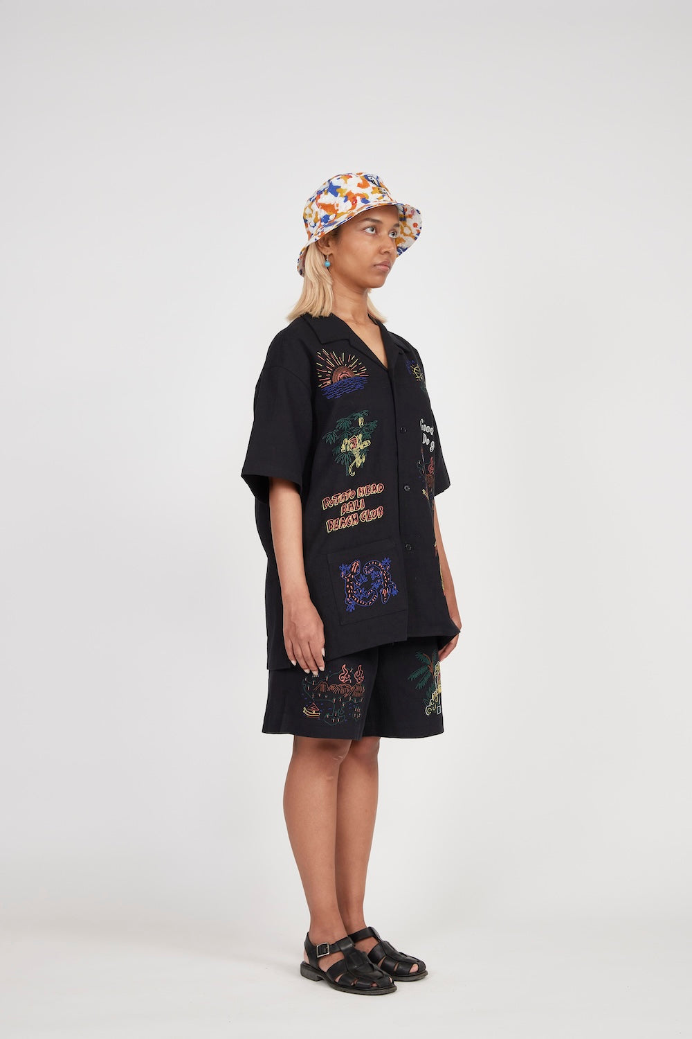 Bali's Landscape Short Sleeve Shirt (Black)