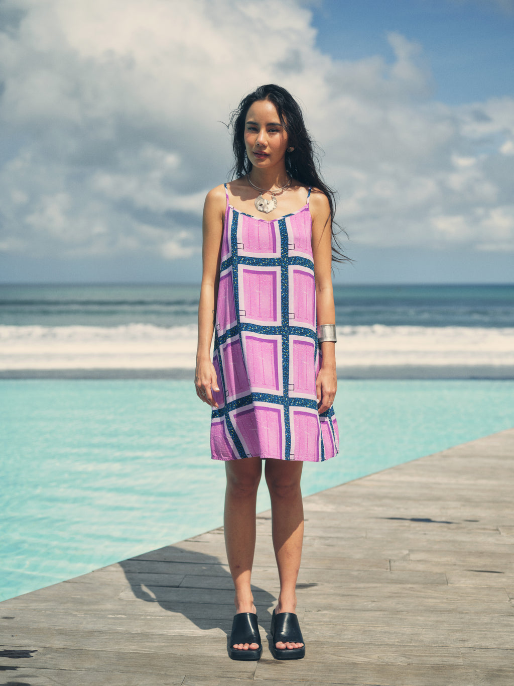 City Pop Slip Dress (Purple)