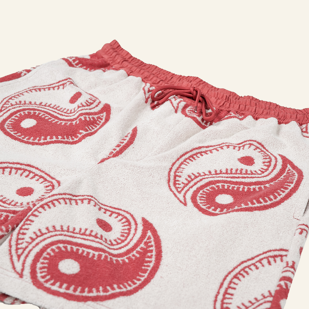 Yin Yang Beach Pile short (Red)