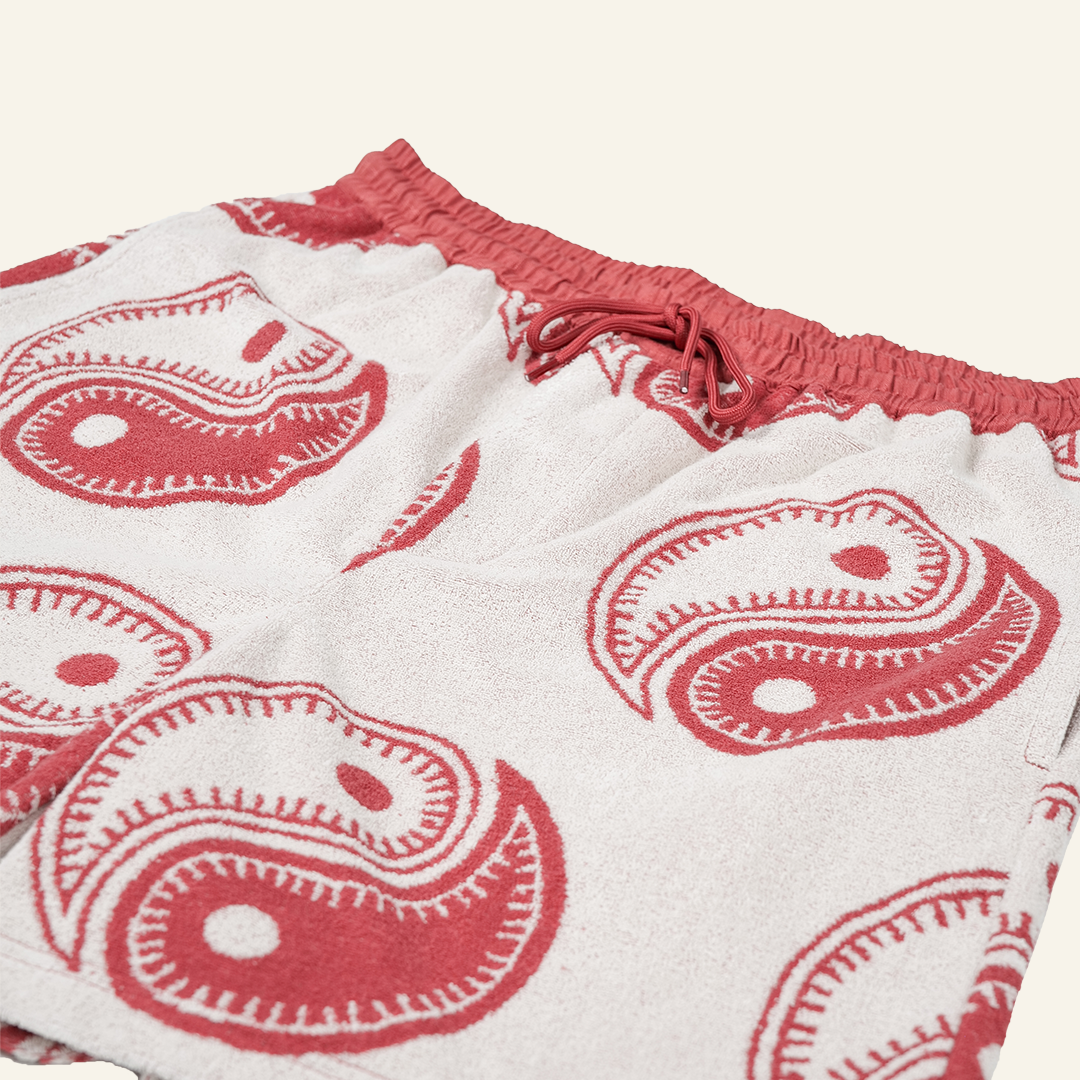 Yin Yang Beach Pile short (Red)