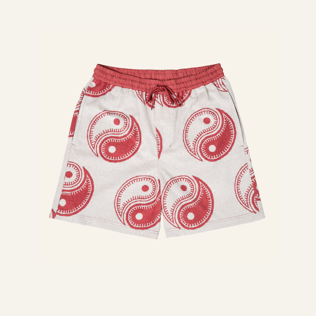 Yin Yang Beach Pile short (Red)