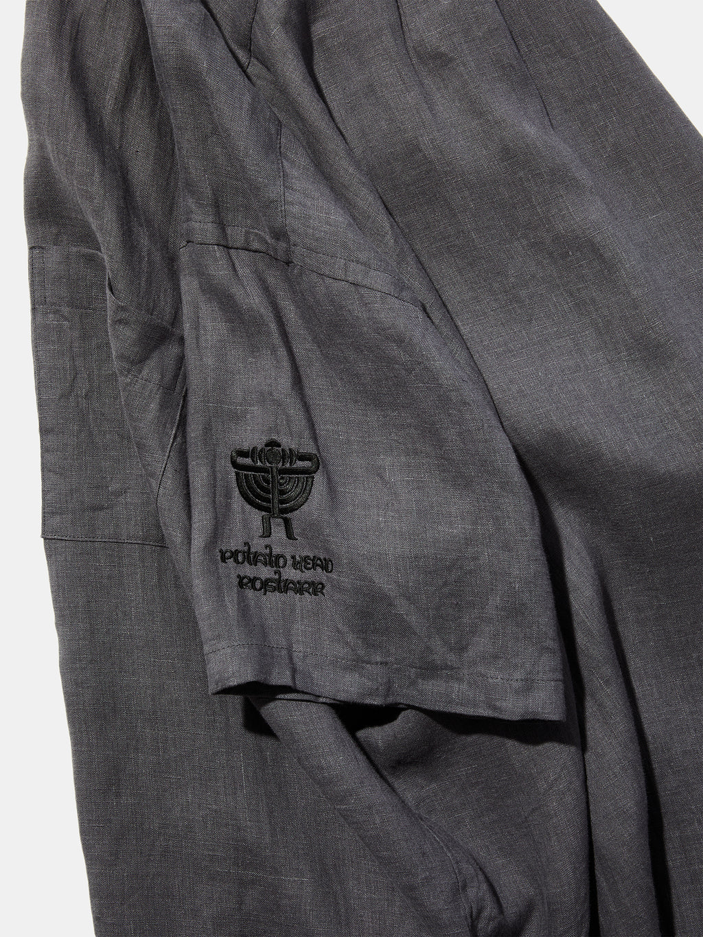 Potato Head × Rostarr × Nonnative Officer Stand Collar SS Shirt Linen Canvas Charcoal
