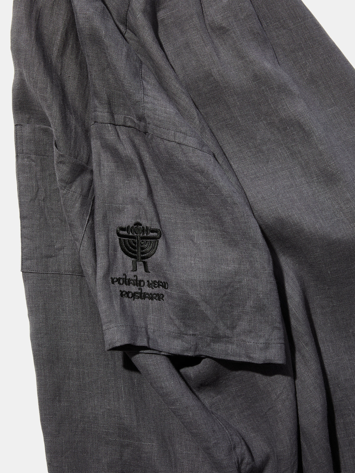 Potato Head × Rostarr × Nonnative Officer Stand Collar SS Shirt Linen Canvas Charcoal